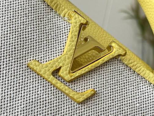 1:1 Louis Vuitton Bags Hatucines M59872麻布配蛋黄金扣21x14x8cm cs