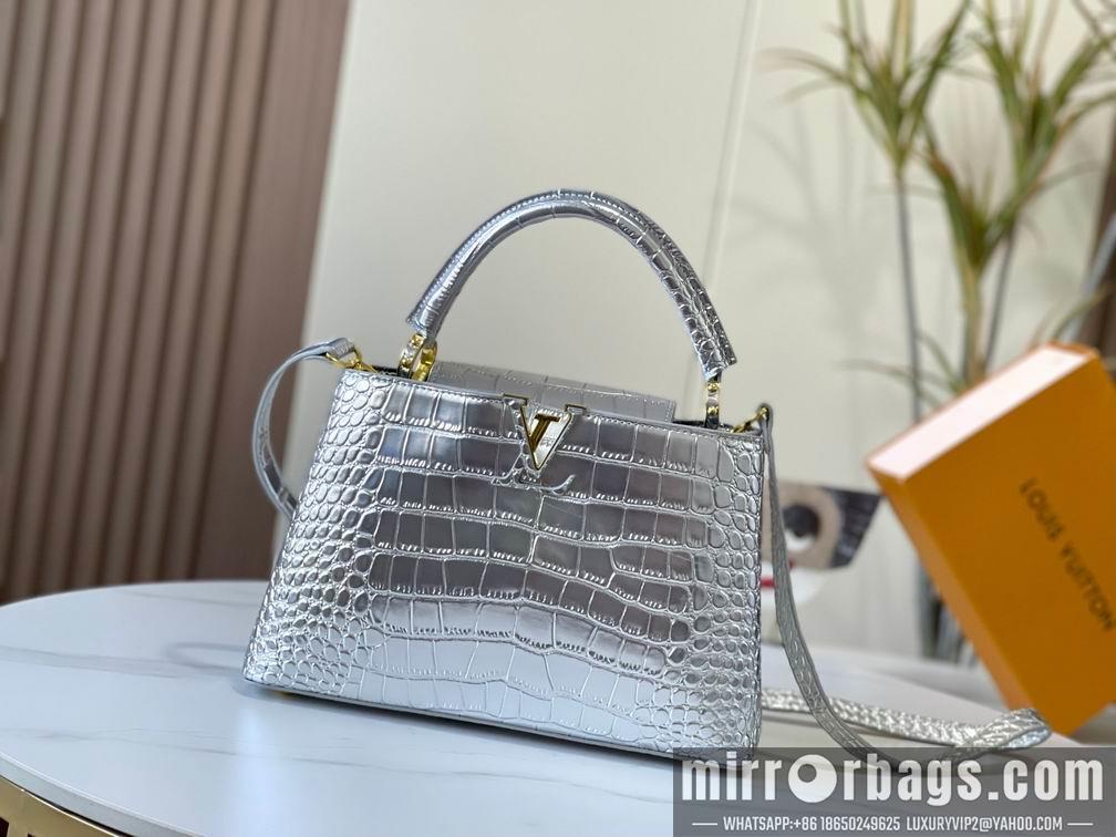 1:1 Louis Vuitton Bags N92967复古银色鳄鱼纹31.5x20x11cm cs