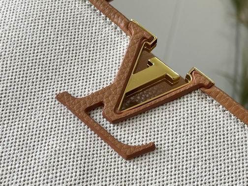 1:1 Louis Vuitton Bags Hatucines M59873麻布配浅土黄金扣27x21x10cm cs