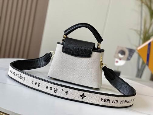 1:1 Louis Vuitton Bags Hatucines M59872麻布配黑21x14x8cm cs
