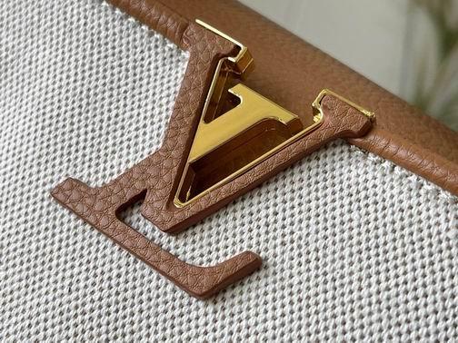 1:1 Louis Vuitton Bags Hatucines M59872麻布配浅土黄金扣21x14x8cm cs