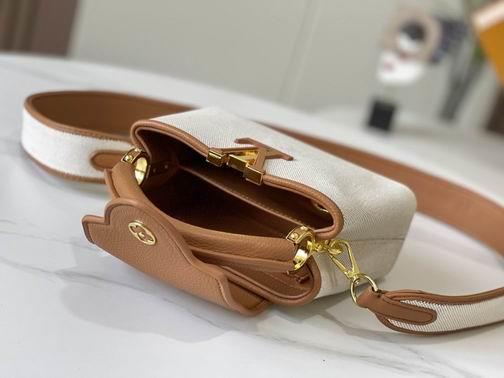 1:1 Louis Vuitton Bags Hatucines M59872麻布配浅土黄金扣21x14x8cm cs