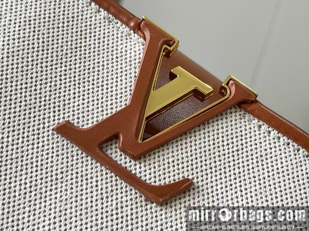 1:1 Louis Vuitton Bags Hatucines M57361绣花白棕金27x18x9cm cs