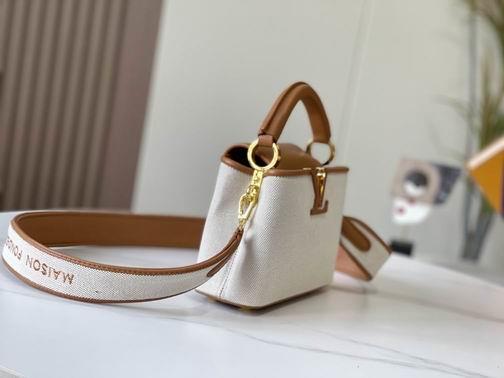 1:1 Louis Vuitton Bags Hatucines M59872麻布配浅土黄金扣21x14x8cm cs