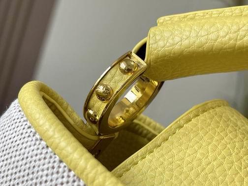 1:1 Louis Vuitton Bags Hatucines M59872麻布配蛋黄金扣21x14x8cm cs