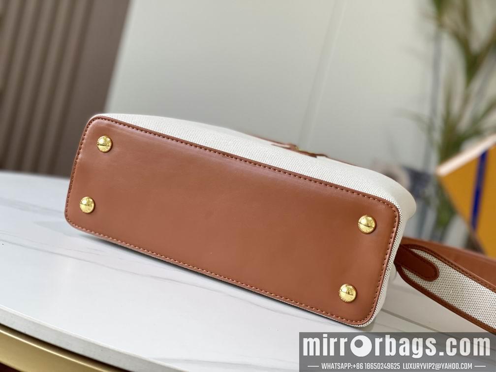 1:1 Louis Vuitton Bags Hatucines M57361绣花白棕金31.5x20x11cm cs