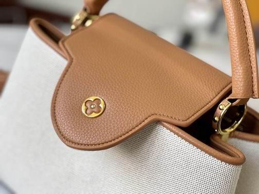 1:1 Louis Vuitton Bags Hatucines M59969麻布配浅土黄金扣31.5x20x11cm cs