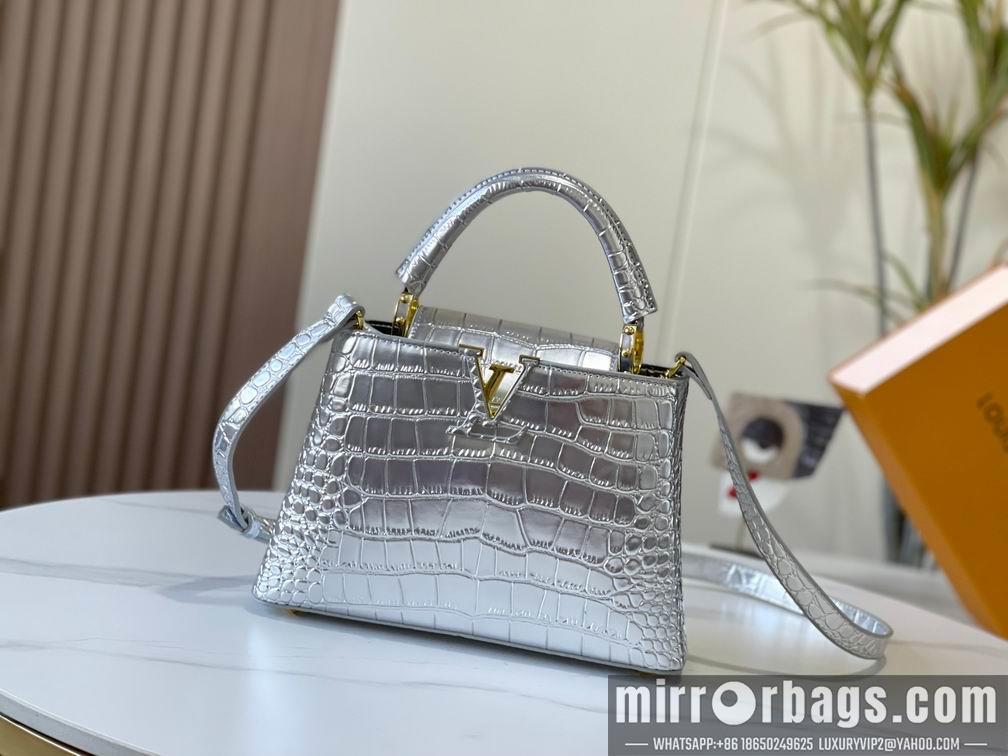 1:1 Louis Vuitton Bags N92173复古银色鳄鱼纹27x18x9cm cs