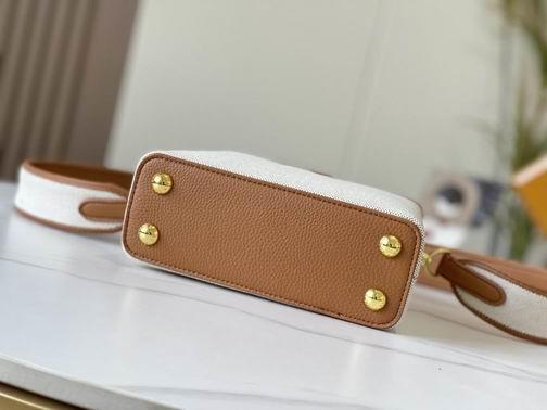 1:1 Louis Vuitton Bags Hatucines M59872麻布配浅土黄金扣21x14x8cm cs