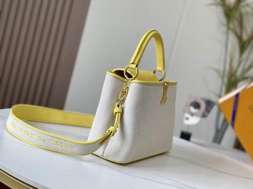 1:1 Louis Vuitton Bags Hatucines M59969麻布配蛋黄金扣31.5x20x11cm cs