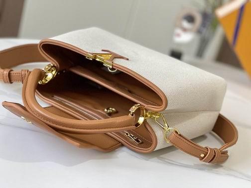 1:1 Louis Vuitton Bags Hatucines M59969麻布配浅土黄金扣31.5x20x11cm cs