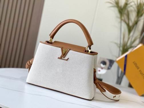 1:1 Louis Vuitton Bags Hatucines M59969麻布配浅土黄金扣31.5x20x11cm cs