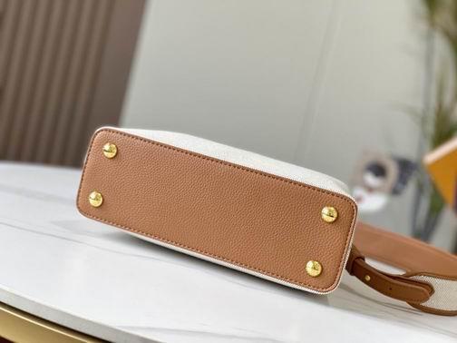 1:1 Louis Vuitton Bags Hatucines M59873麻布配浅土黄金扣27x21x10cm cs