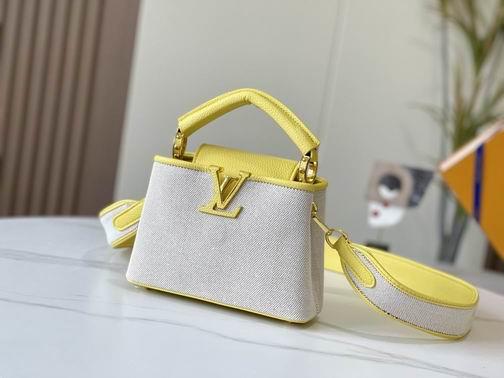 1:1 Louis Vuitton Bags Hatucines M59872麻布配蛋黄金扣21x14x8cm cs