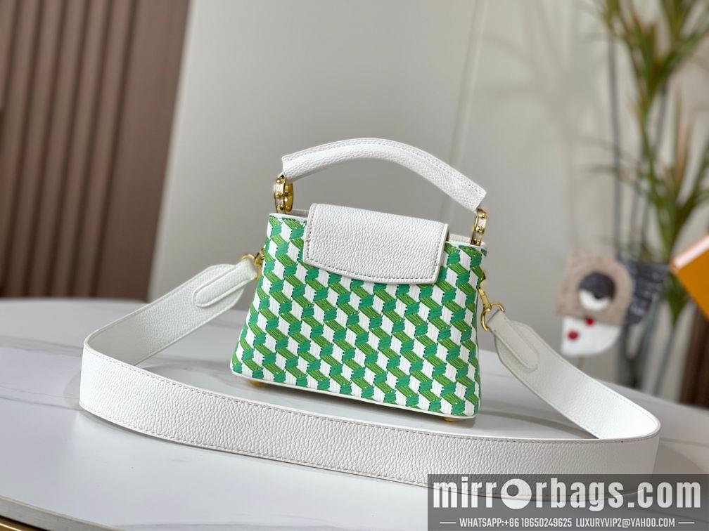 1:1 Louis Vuitton Bags Hatucines M59879白色编织 21x14x8cm cs
