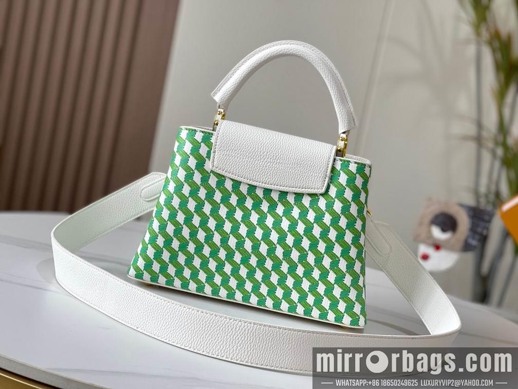 1:1 Louis Vuitton Bags Hatucines M59878白色编织 27x18x9cm cs