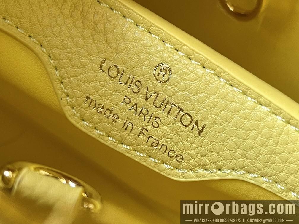 1:1 Louis Vuitton Bags Hatucines M59873麻布配蛋黄金扣27x21x10cm cs