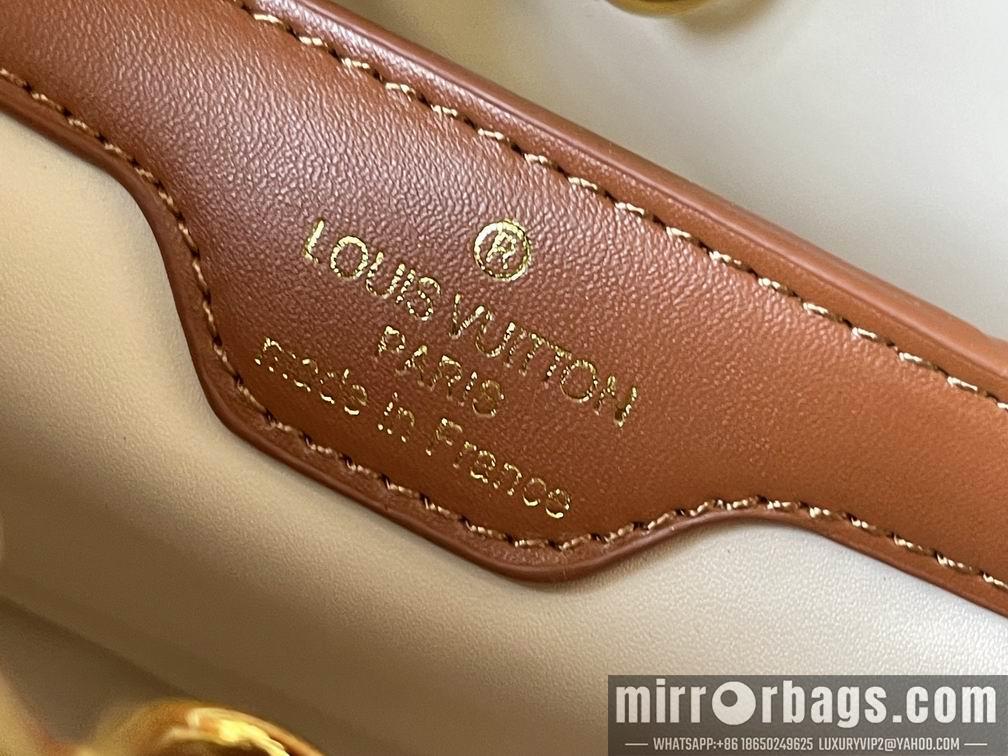1:1 Louis Vuitton Bags Hatucines M57361绣花白棕金31.5x20x11cm cs