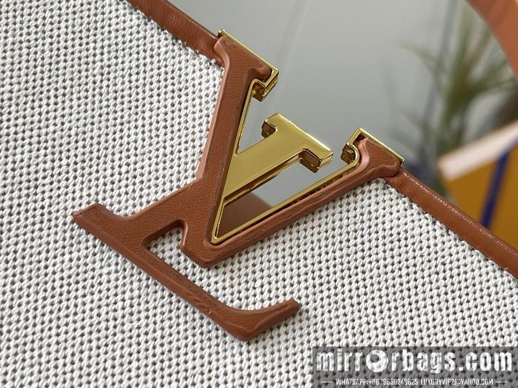 1:1 Louis Vuitton Bags Hatucines M57361绣花白棕金31.5x20x11cm cs