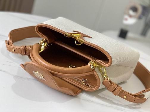 1:1 Louis Vuitton Bags Hatucines M59873麻布配浅土黄金扣27x21x10cm cs