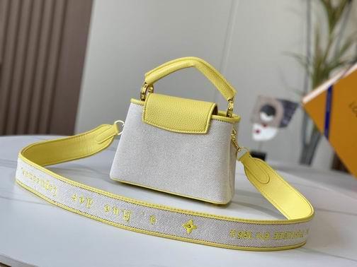 1:1 Louis Vuitton Bags Hatucines M59872麻布配蛋黄金扣21x14x8cm cs