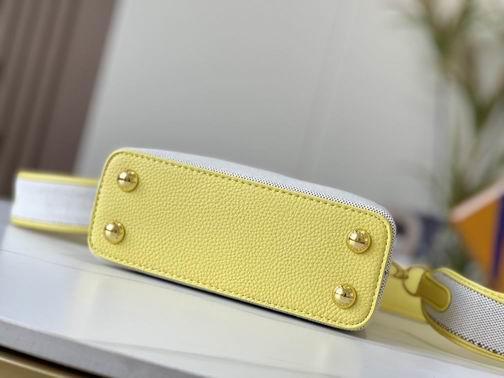 1:1 Louis Vuitton Bags Hatucines M59872麻布配蛋黄金扣21x14x8cm cs