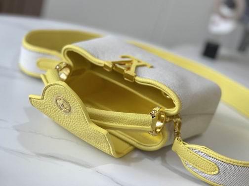 1:1 Louis Vuitton Bags Hatucines M59872麻布配蛋黄金扣21x14x8cm cs