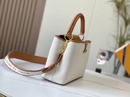 1:1 Louis Vuitton Bags Hatucines M59969麻布配浅土黄金扣31.5x20x11cm cs