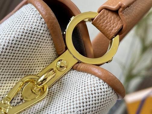 1:1 Louis Vuitton Bags Hatucines M59872麻布配浅土黄金扣21x14x8cm cs