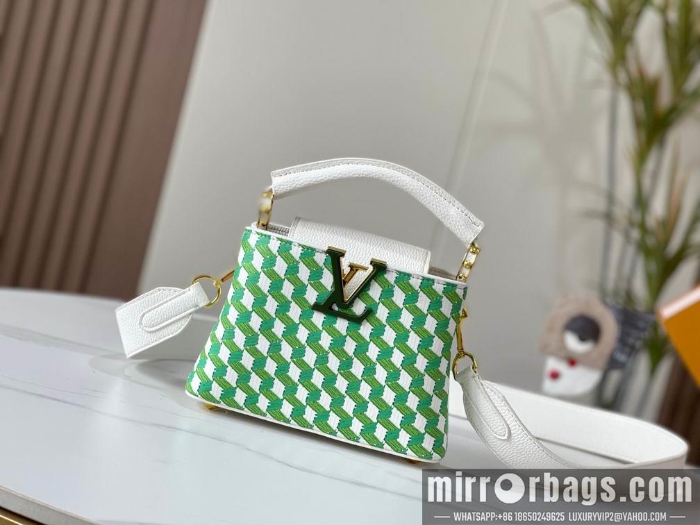 1:1 Louis Vuitton Bags Hatucines M59879白色编织 21x14x8cm cs