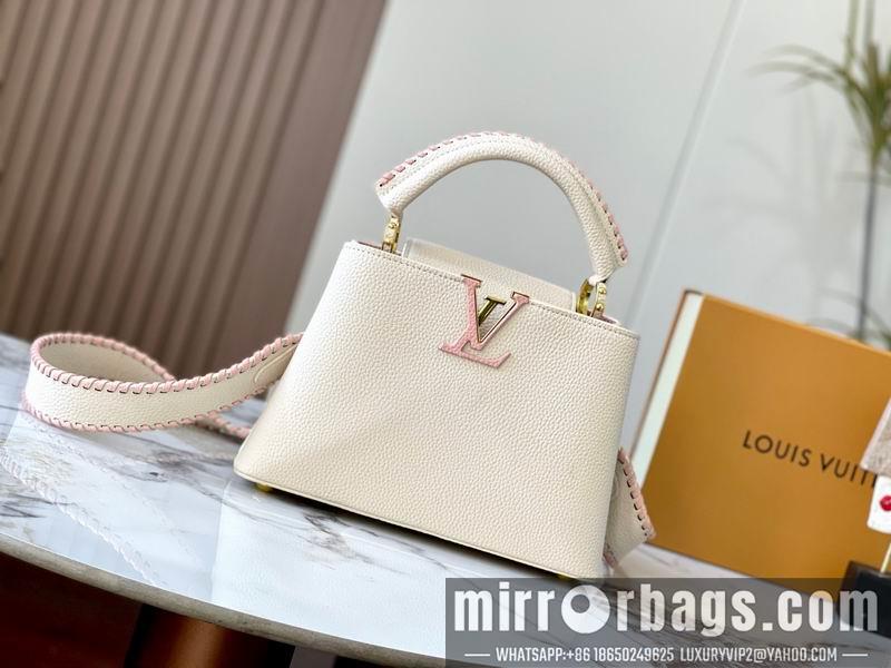 1:1 Louis Vuitton Bags Hatucines M21127珍珠白色编织27x18x9cm ss