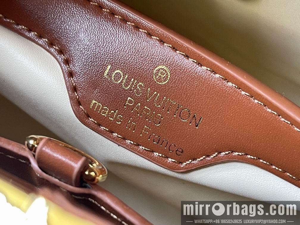 1:1 Louis Vuitton Bags Hatucines M57361绣花白棕金27x18x9cm cs