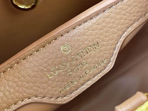 1:1 Louis Vuitton Bags Hatucines M59873麻布配浅土黄金扣27x21x10cm cs