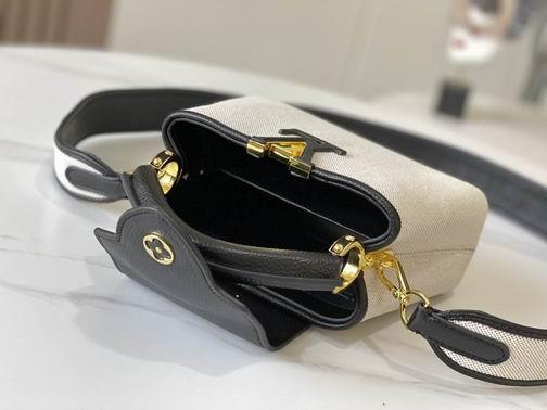 1:1 Louis Vuitton Bags Hatucines M59872麻布配黑21x14x8cm cs