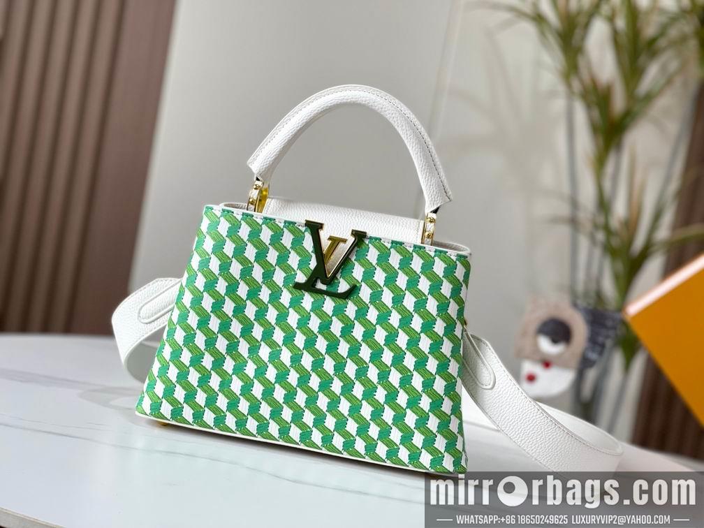 1:1 Louis Vuitton Bags Hatucines M59878白色编织 27x18x9cm cs