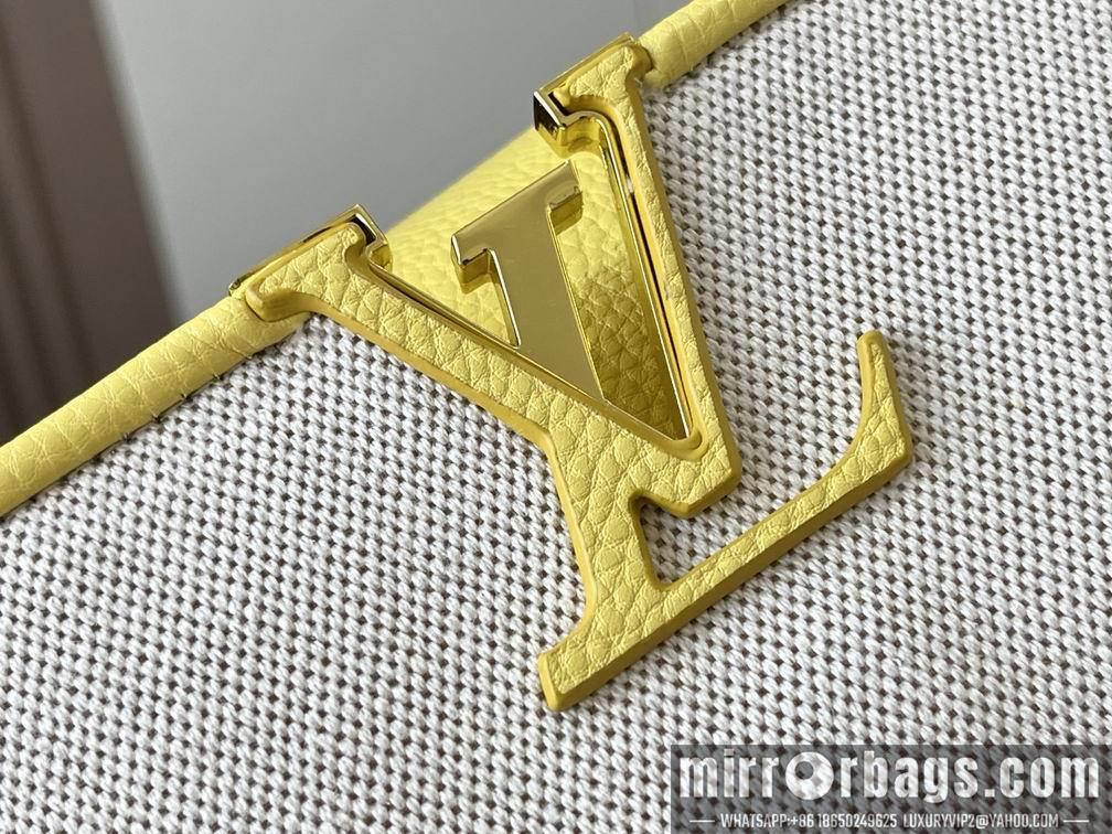 1:1 Louis Vuitton Bags Hatucines M59873麻布配蛋黄金扣27x21x10cm cs