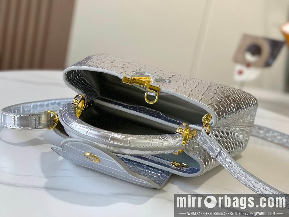 1:1 Louis Vuitton Bags N92173复古银色鳄鱼纹27x18x9cm cs