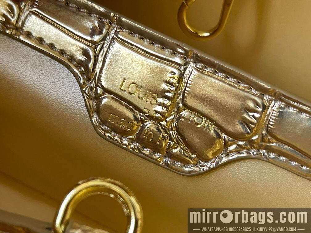1:1 Louis Vuitton Bags N92173复古金色鳄鱼纹27x18x9cm cs