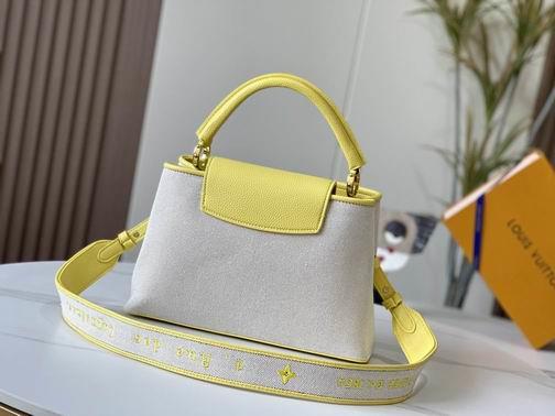 1:1 Louis Vuitton Bags Hatucines M59969麻布配蛋黄金扣31.5x20x11cm cs