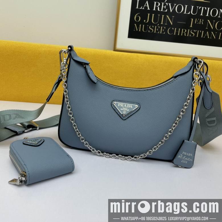 Replica Prada Bags WW1BH204蓝 18X22X6.5
