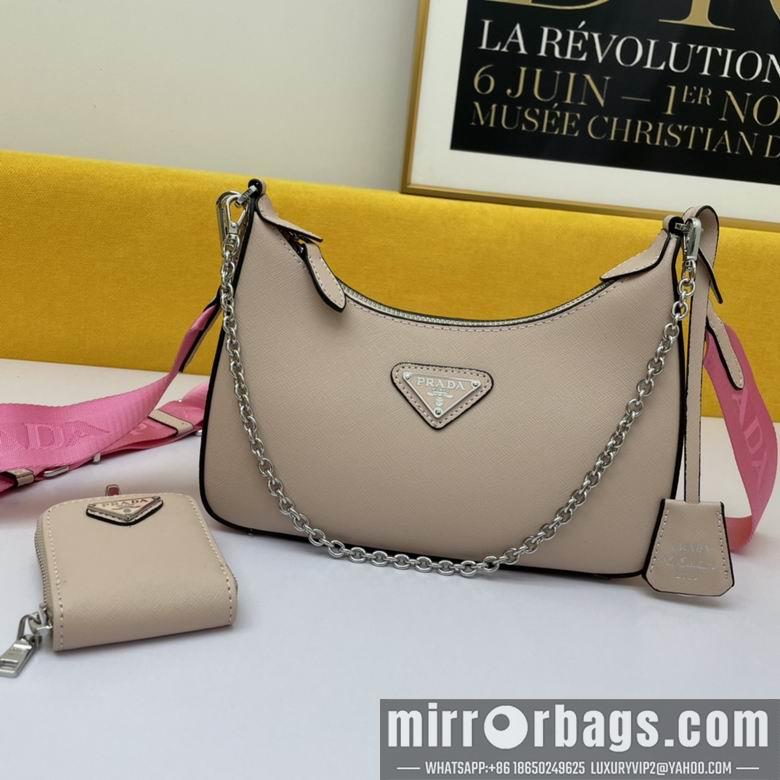 Replica Prada Bags WW1BH204裸粉 18X22X6.5