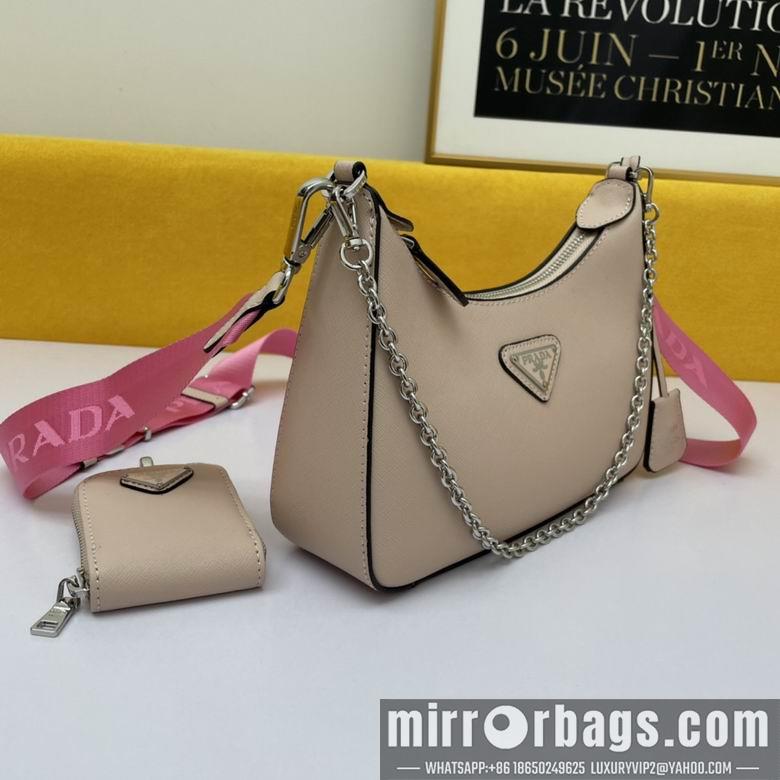 Replica Prada Bags WW1BH204裸粉 18X22X6.5