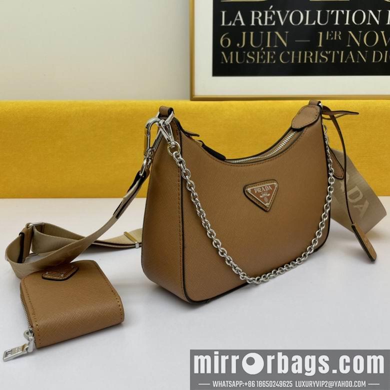 Replica Prada Bags WW1BH204棕 18X22X6.5
