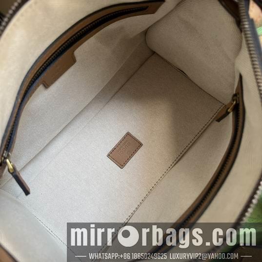 Replica Gucci Bags 1:1 Gucci 715772棕皮-黑帆布27x18x14cm CN
