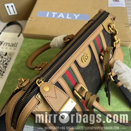 Replica Gucci Bags 1:1 Gucci 715772棕皮-黑帆布27x18x14cm CN