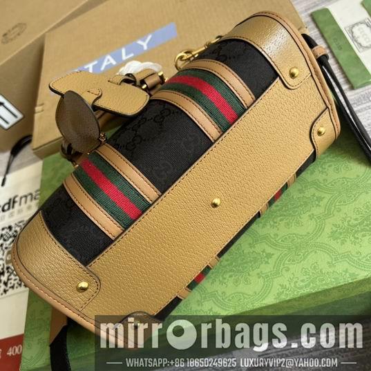 Replica Gucci Bags 1:1 Gucci 715772棕皮-黑帆布27x18x14cm CN