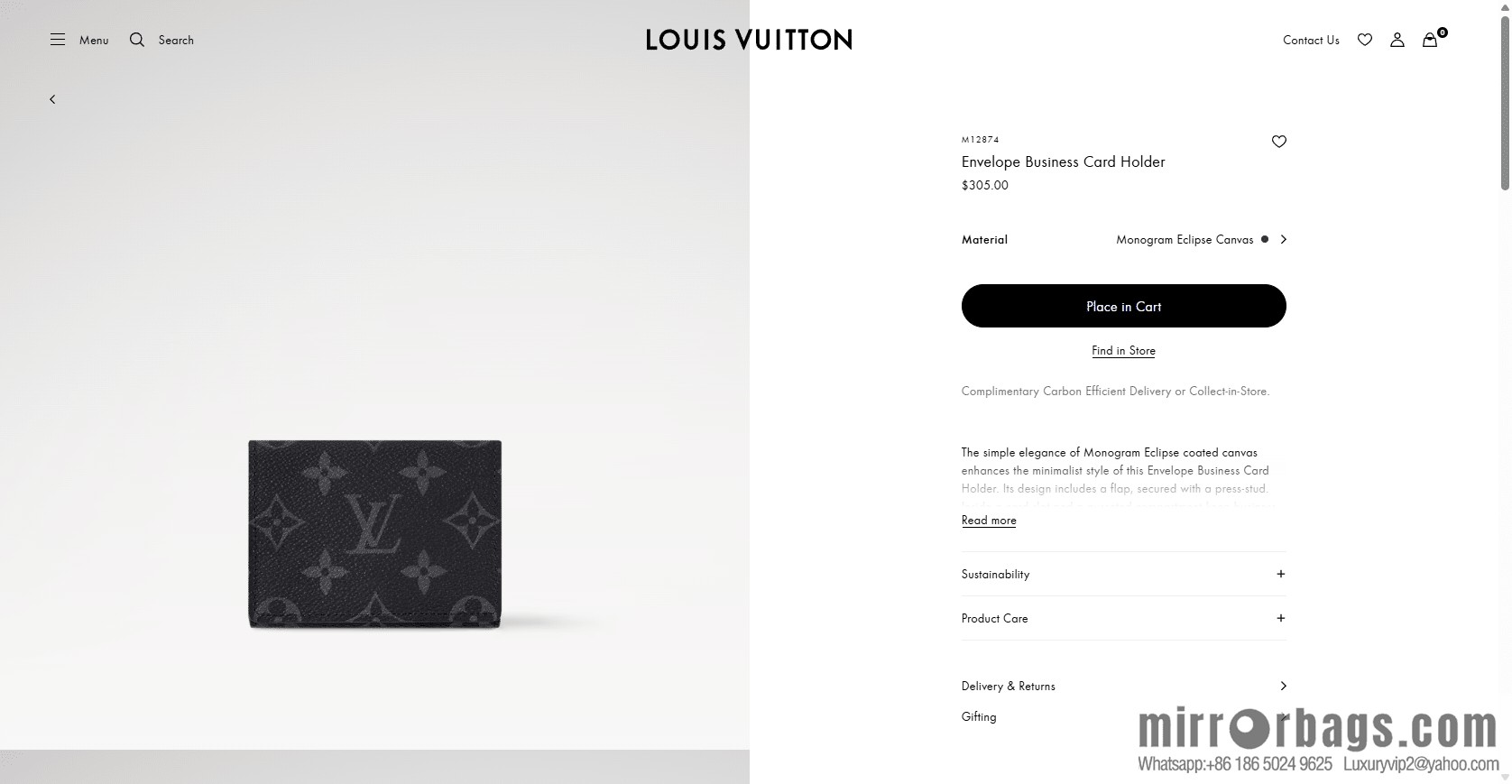 LV Envelope Business Card Holder M12874 [Official Full Chip Version]