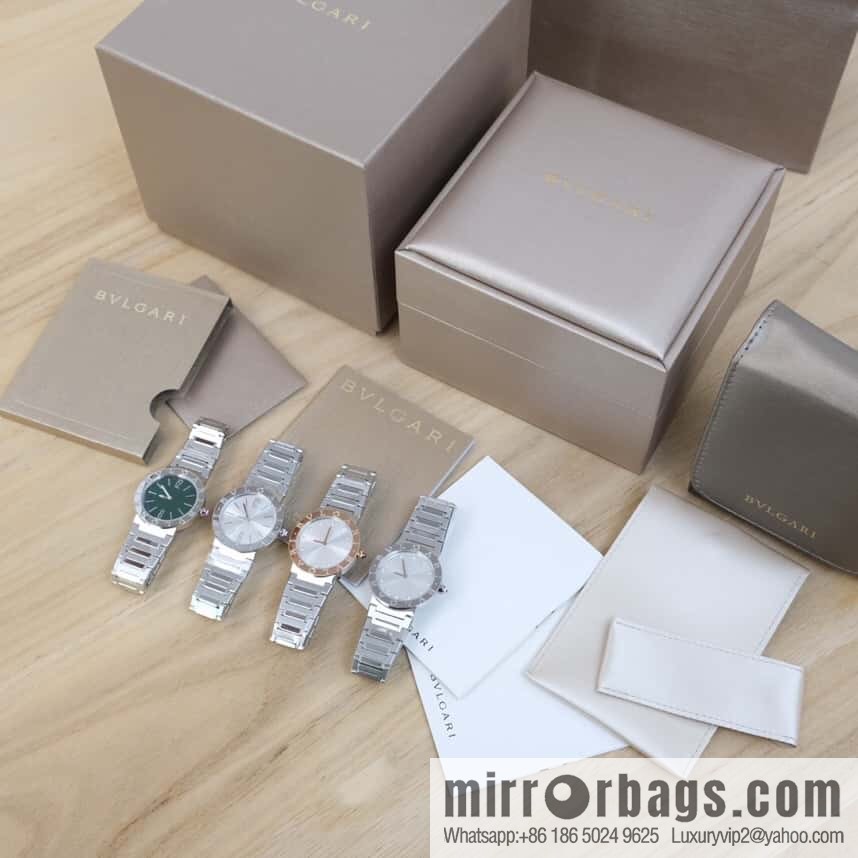 Silver Striped Bv Bulgari Ladies Quartz Watch