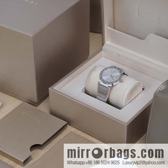 Silver Striped Bv Bulgari Ladies Quartz Watch