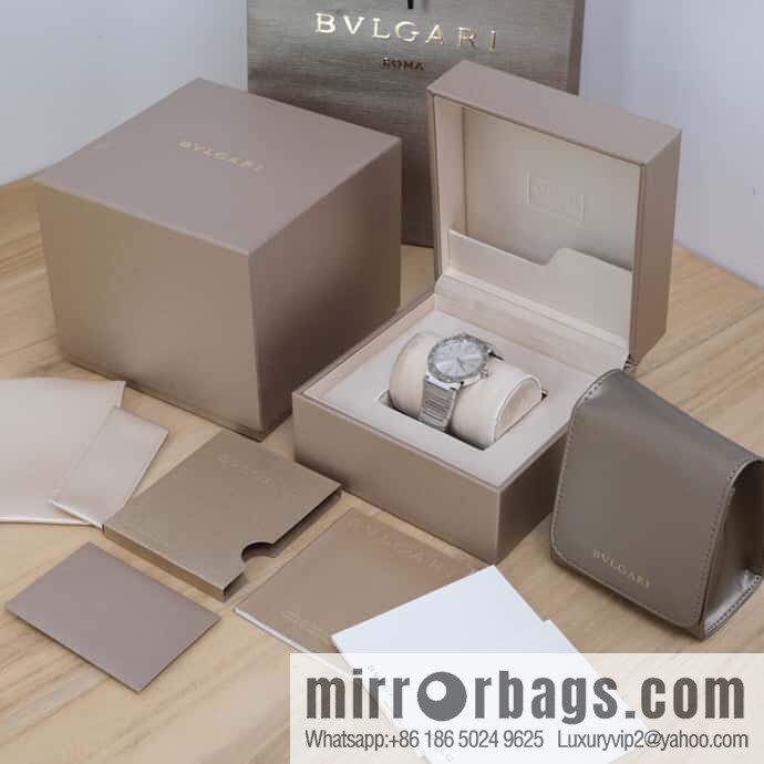 Silver Striped Bv Bulgari Ladies Quartz Watch